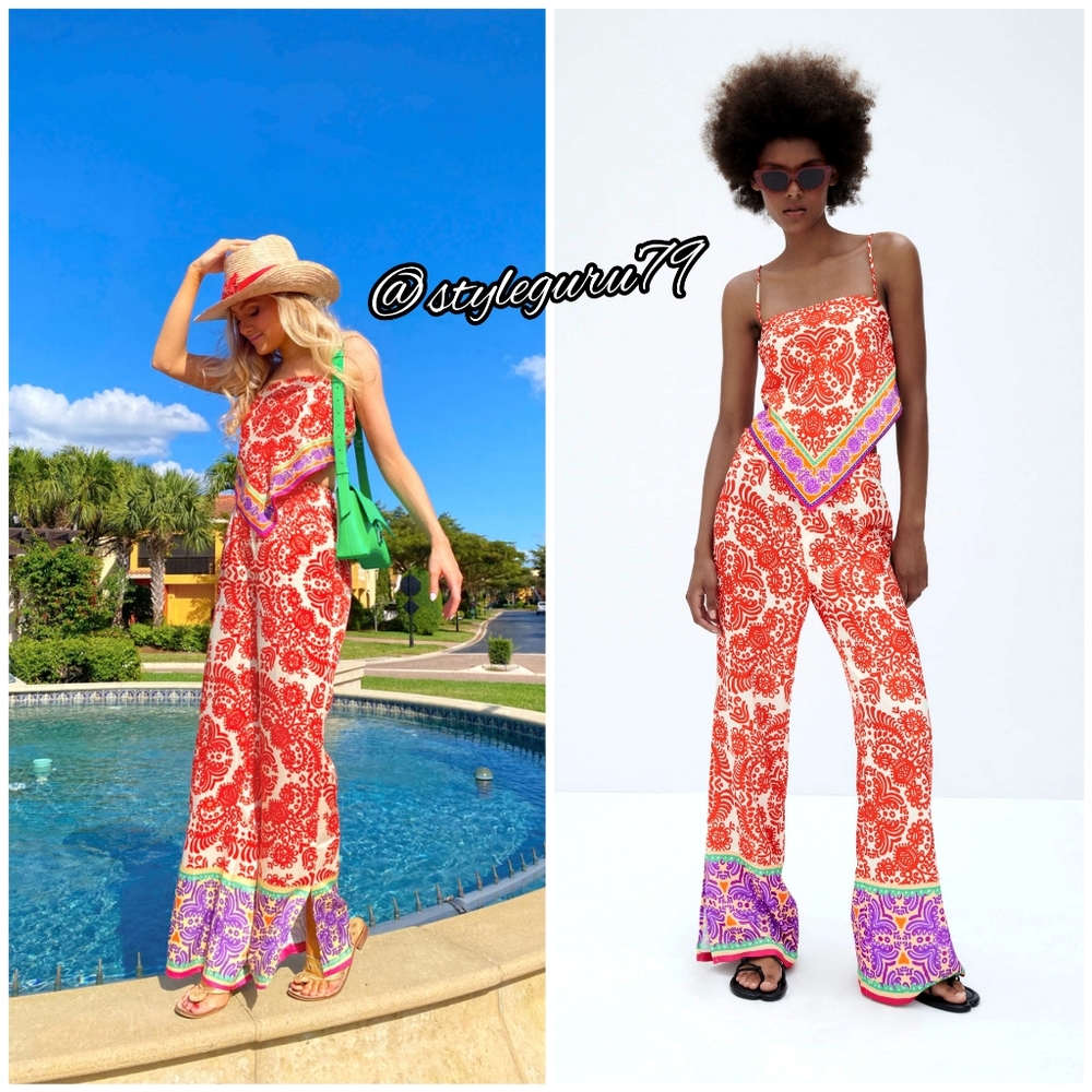 NWT, ZARA, Bright Printed Trousers